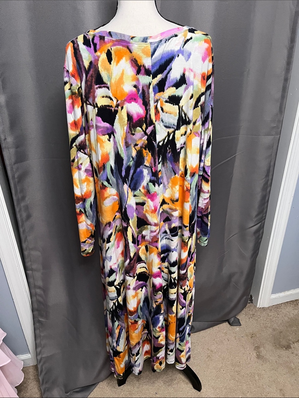 Attitudes by Renee Abstract Floral Maxi Dress - Purple, Orange, Pink - Picture 5 of 6